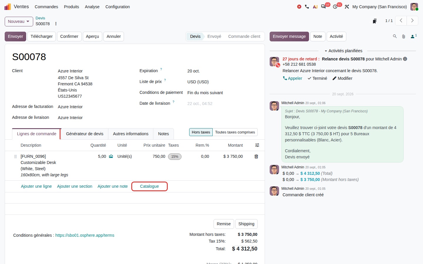 Devis Odoo 20 : bascule HT/TTC et générateur de devis